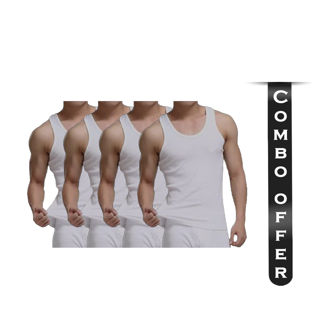 Pack of 4 Pcs Cotton Sando Genji - White - 02