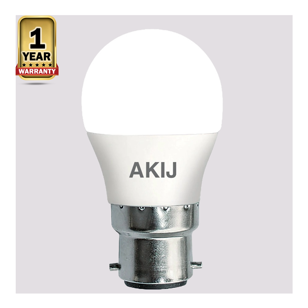 Akij B22-DL Super Bright AC LED Bulb - 3W - White   