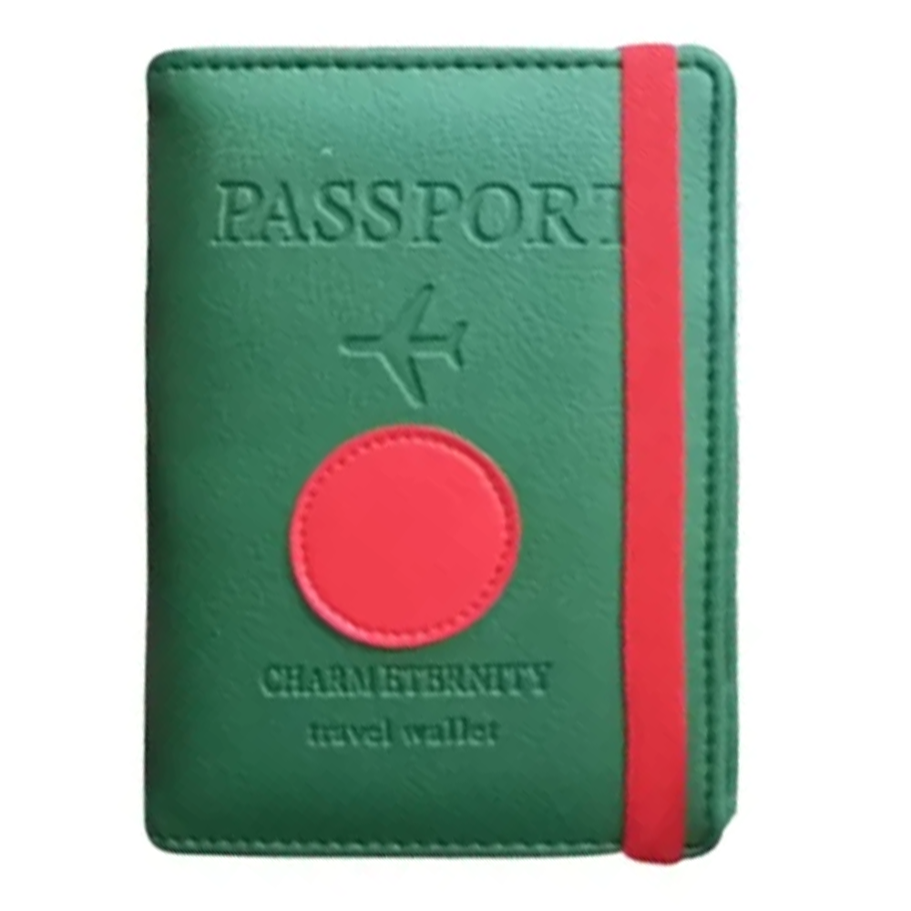 PU Leather Passport Holder - Green and Red - PH-02