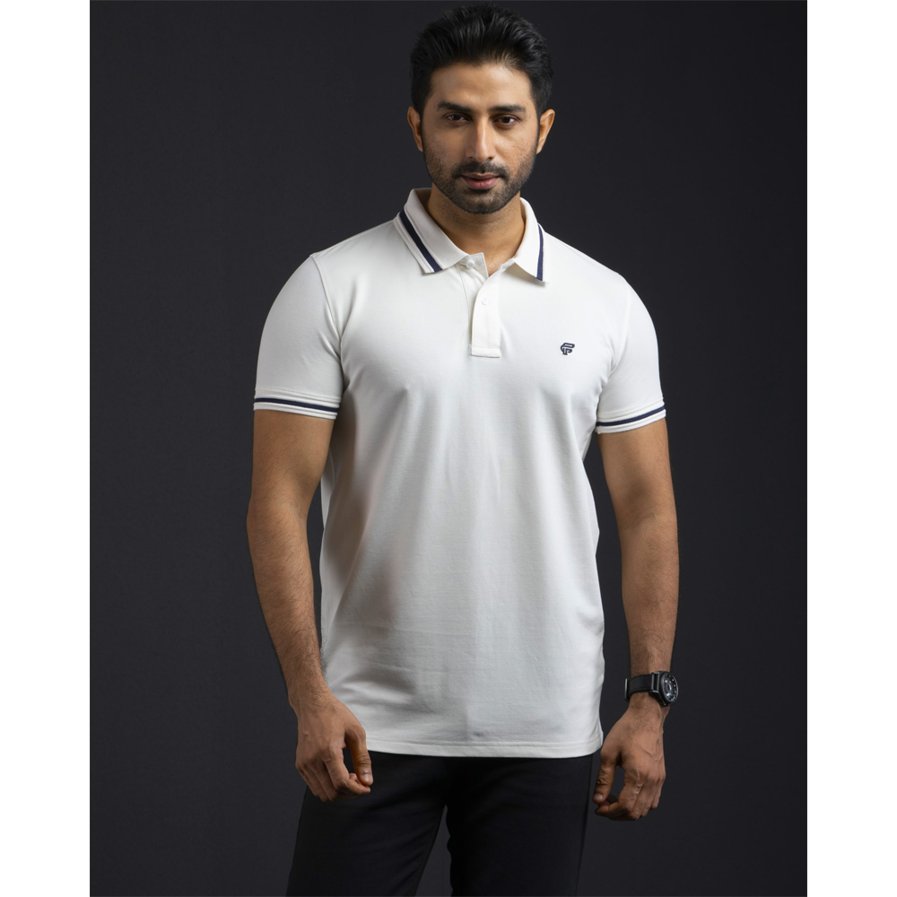 Fiona Cotton Polo for Men - White - PW-04