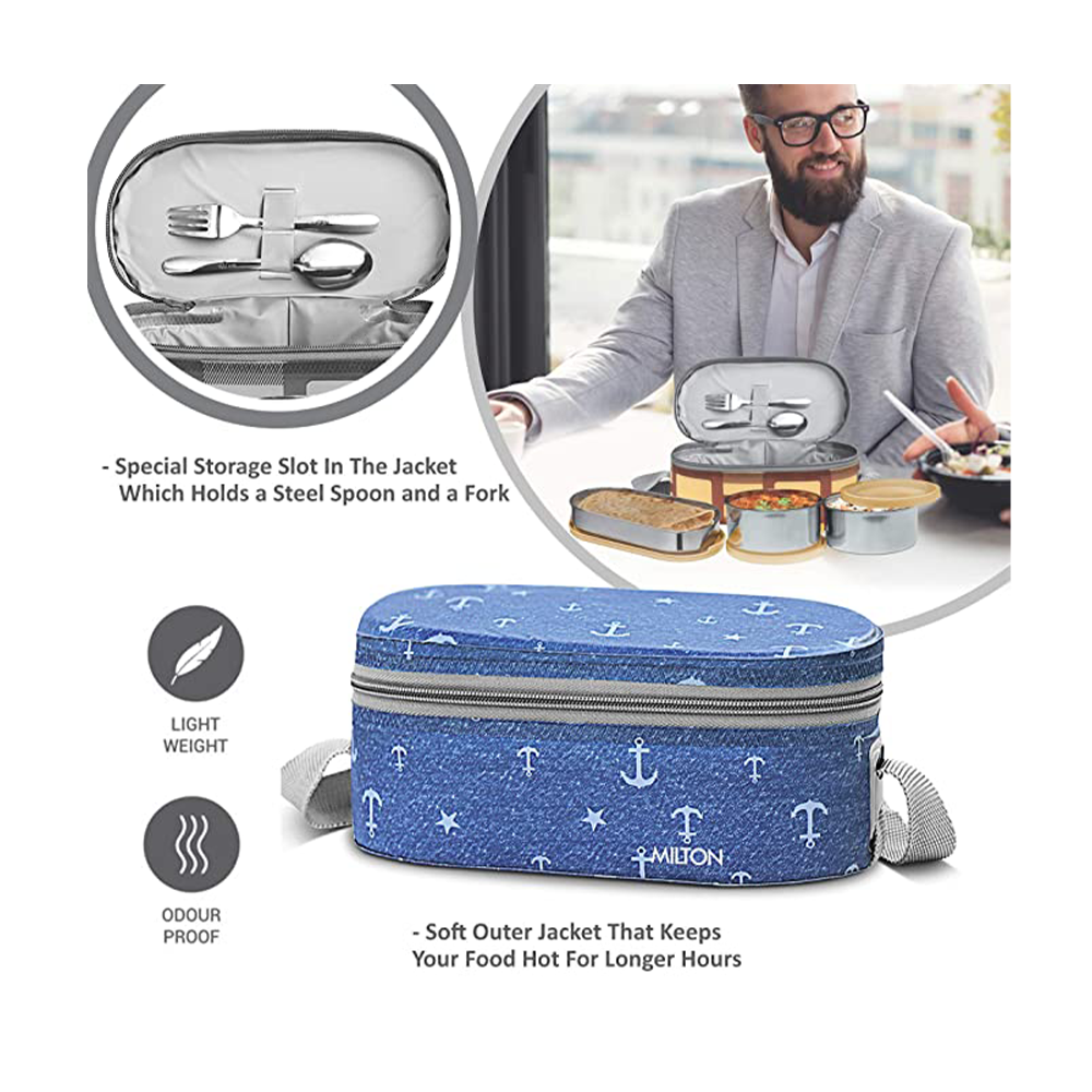 Milton Corporate Lunch 3 Stainless Steel Container Lunch Box - 280 ml