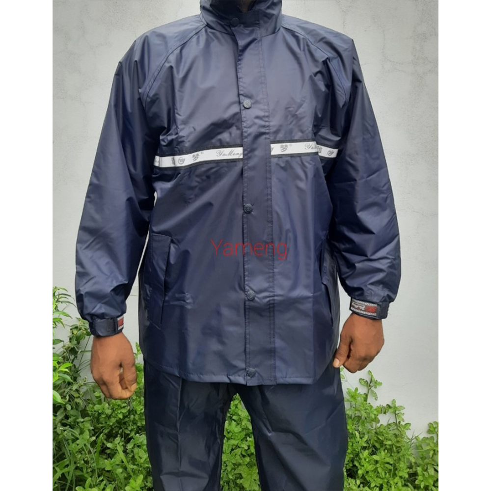 Nylon And PVC Coating Waterproof Rain Coat - Blue