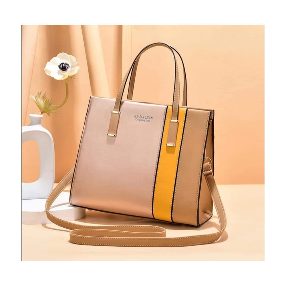 PU Leather Ladies Stylish Bag - LB-015 - Golden