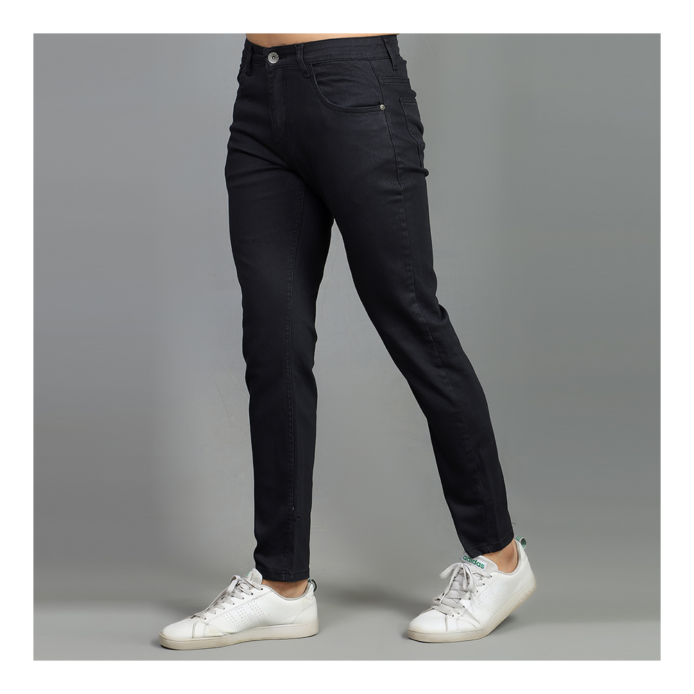 Cotton Semi Stretch Denim Jeans Pant For Men - Deep Black - NZ-13003