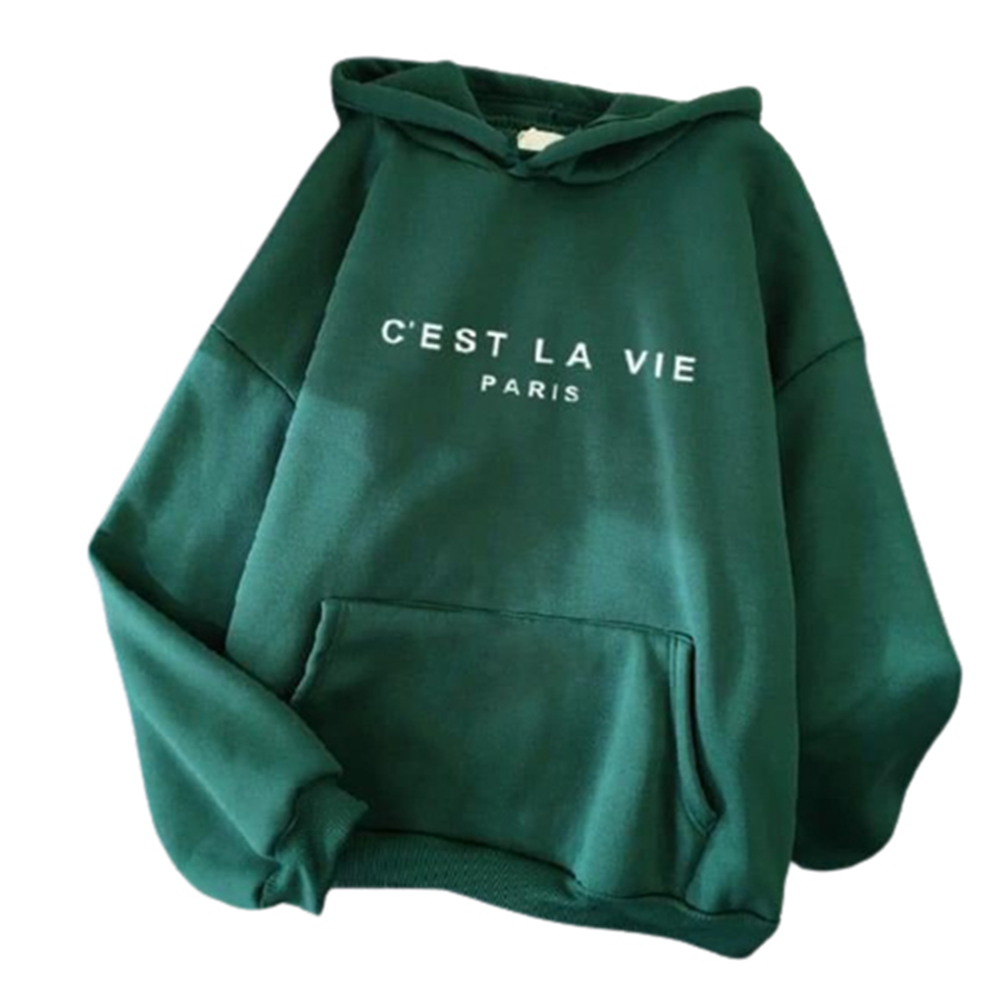 Cotton Winter Cat Hoodie For Women - Green - HL-57