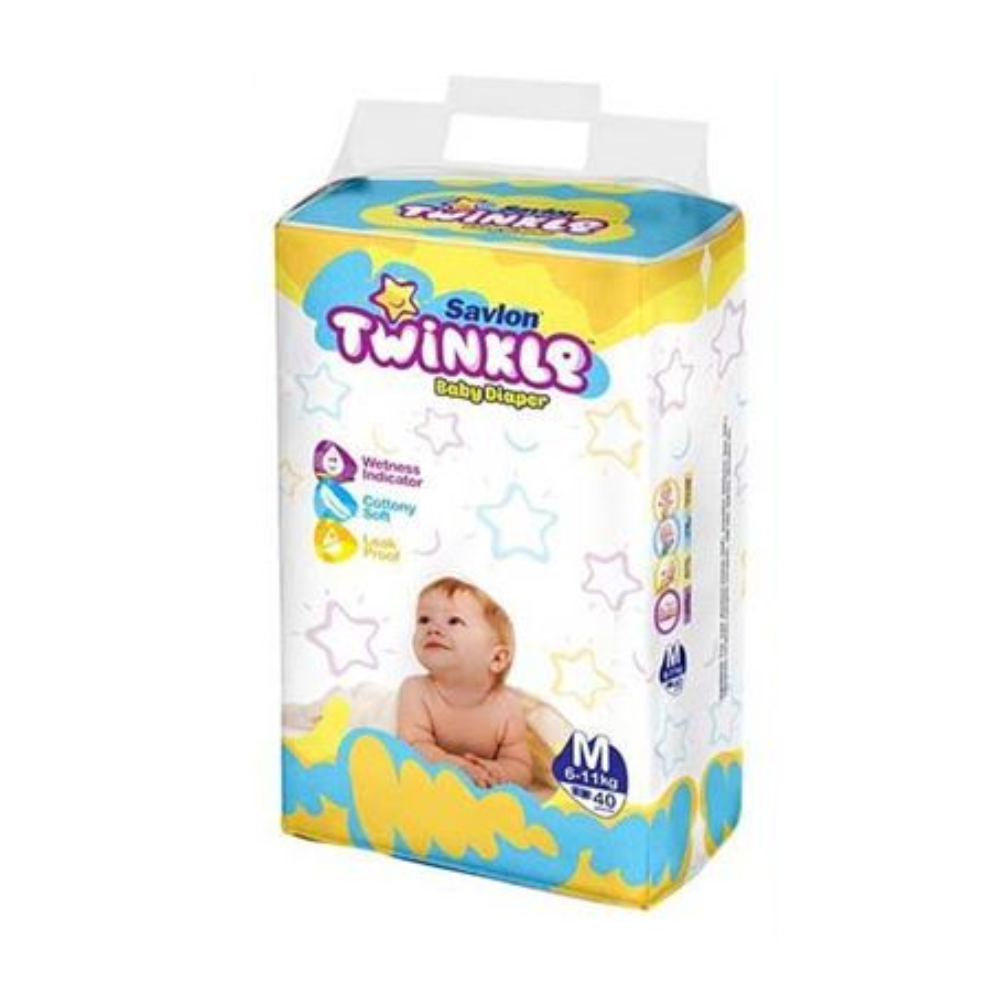 Savlon Twinkle Baby Diaper AZE -2002 - Belt - M - 40pcs