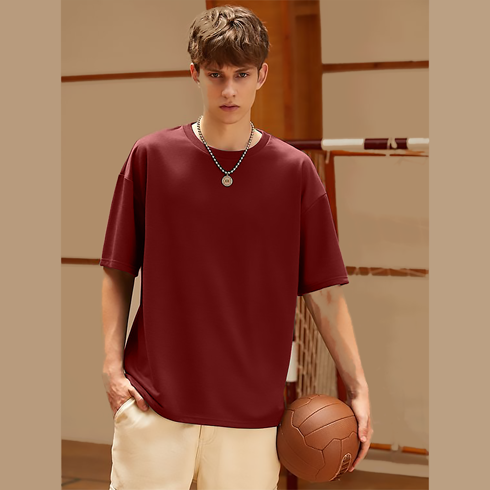 Cotton Half Sleeve T-Shirt for Men - Maroon