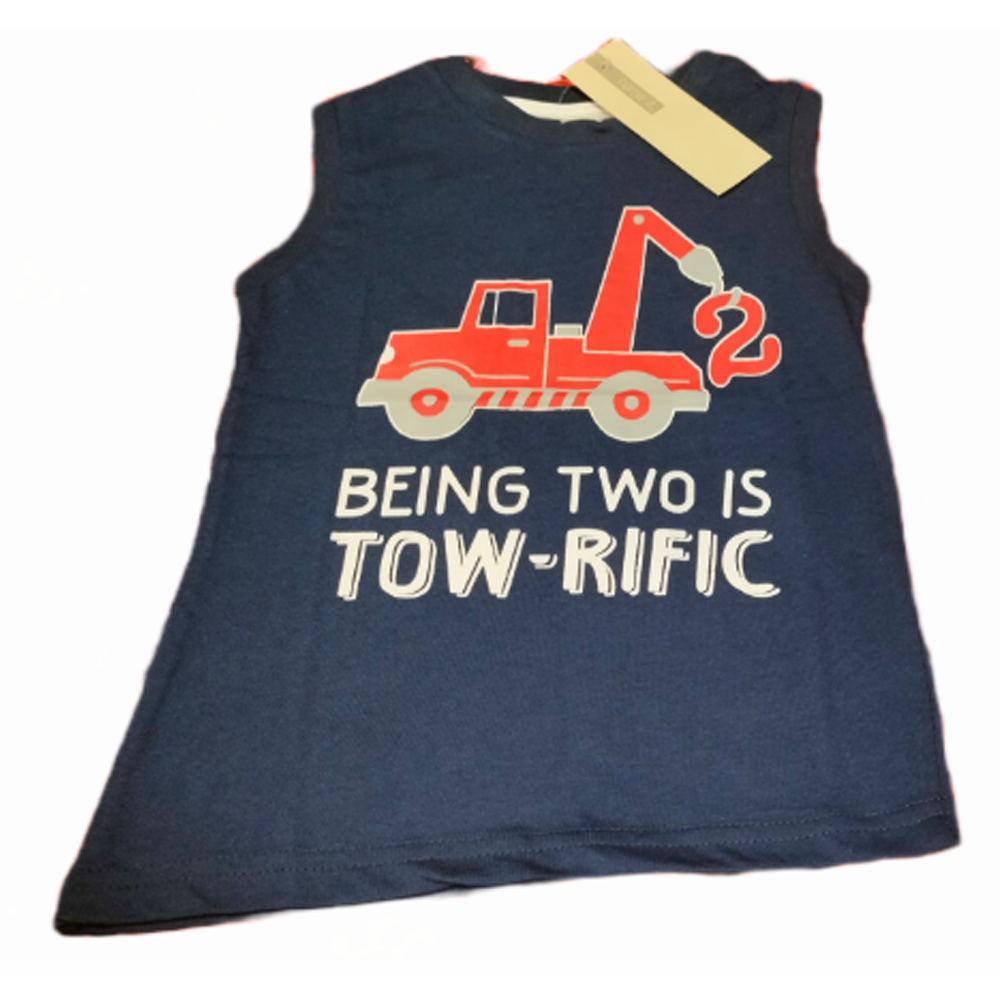 Cotton Sleeveless T-Shirt For Kids - Navy Blue