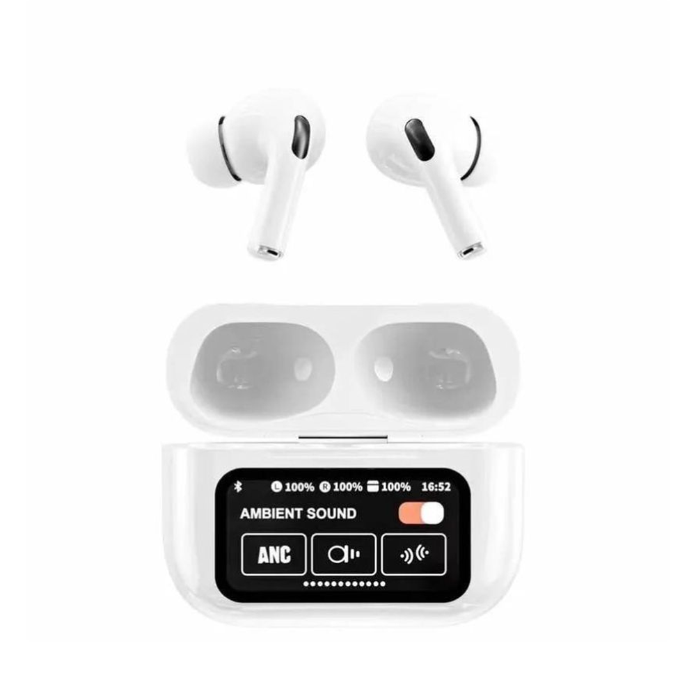 Airpods A9 Pro ANC Touch Screen Display Earbuds - White