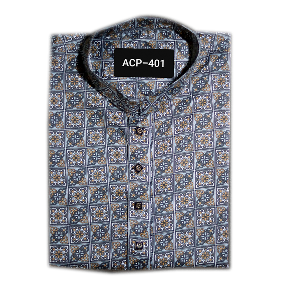 Cotton Printed Panjabi For Men - Multicolor - ACP-401