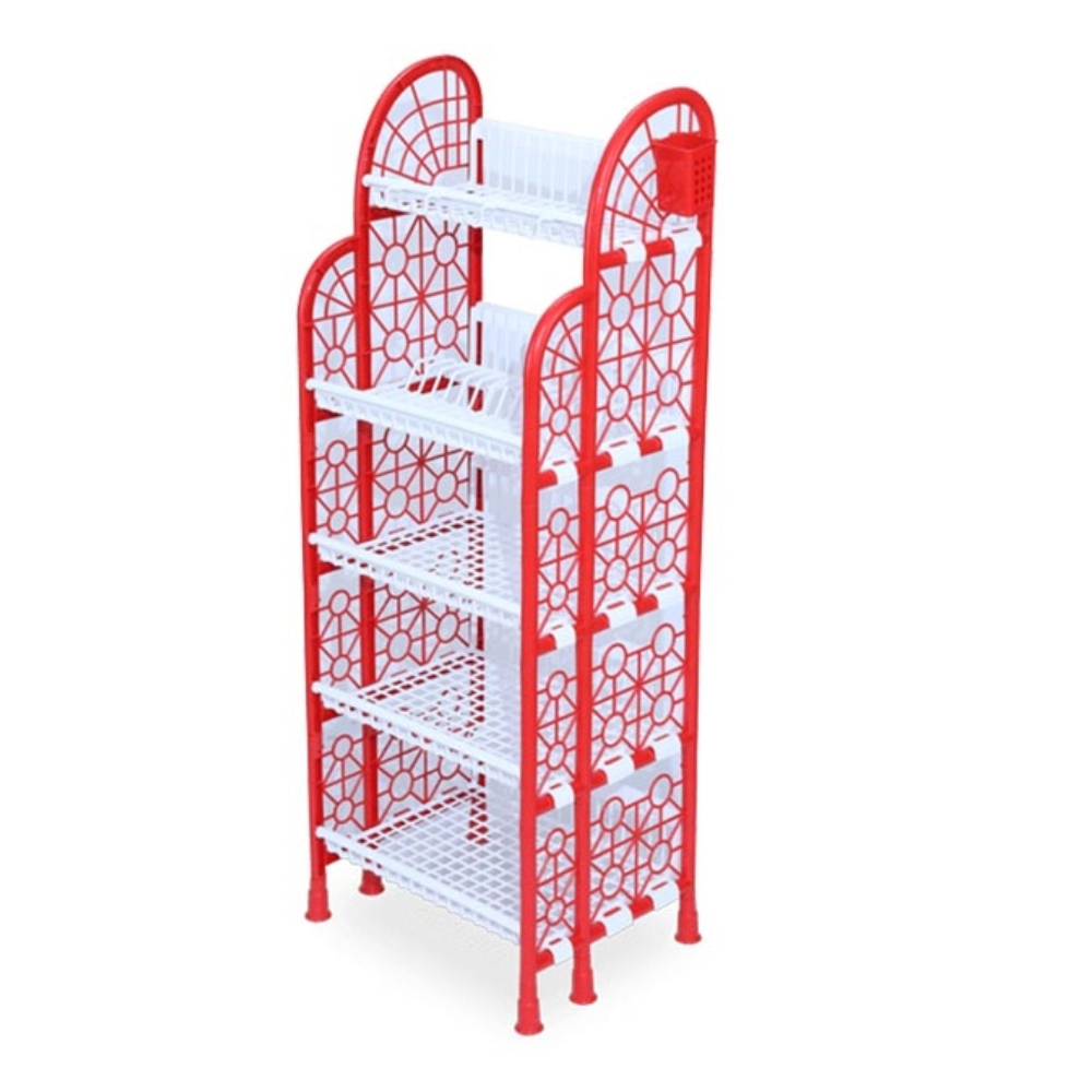 RFL Poly Propylene 5 Step Popular Deluxe Rack Red and White 918052