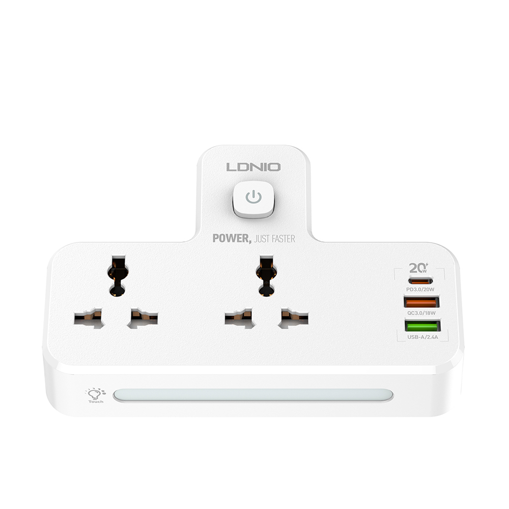 LDNIO SC2311 Power Socket Extension Strip 2 Port With 2 USB - White