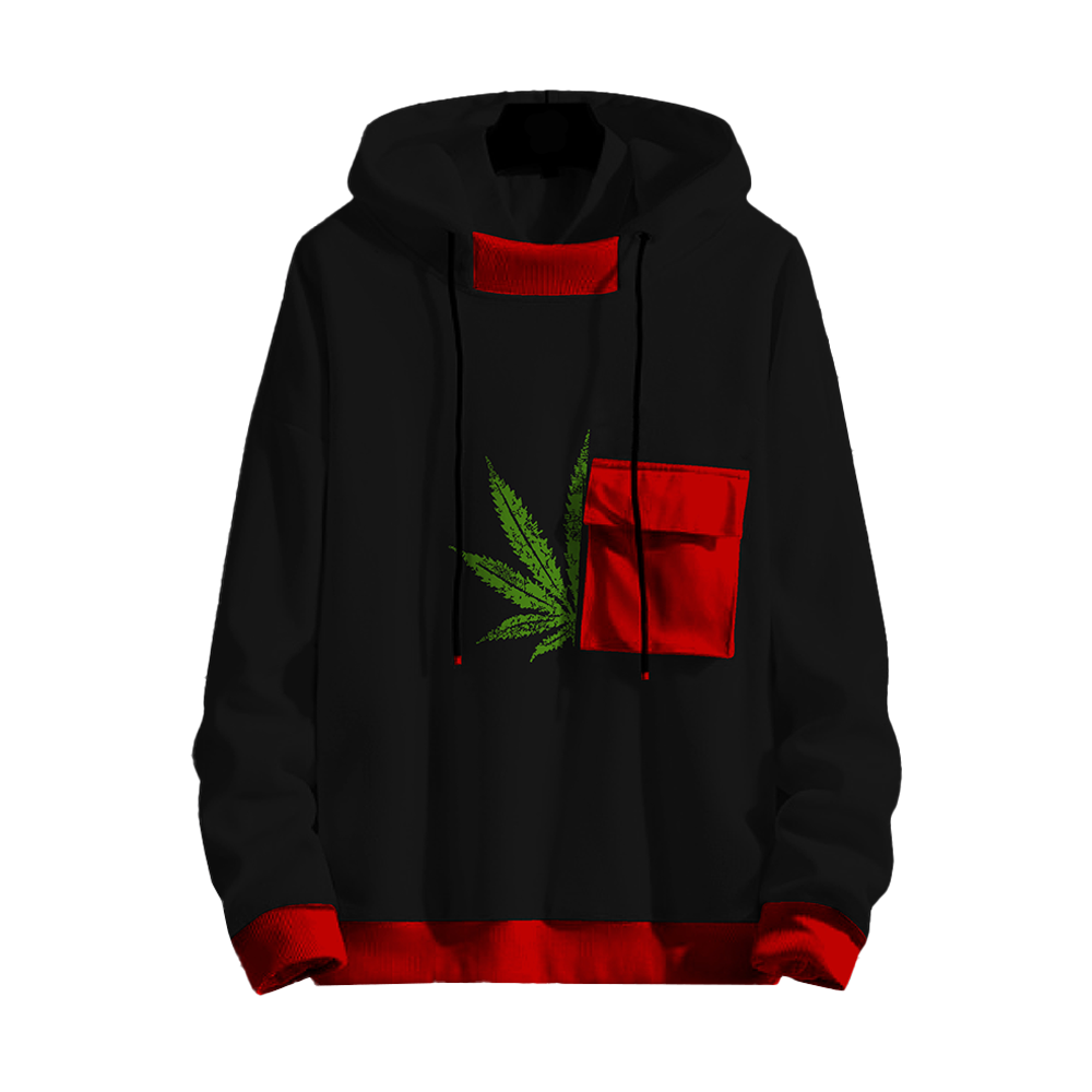 Cotton Marjuana Pocket Hoodie For Men