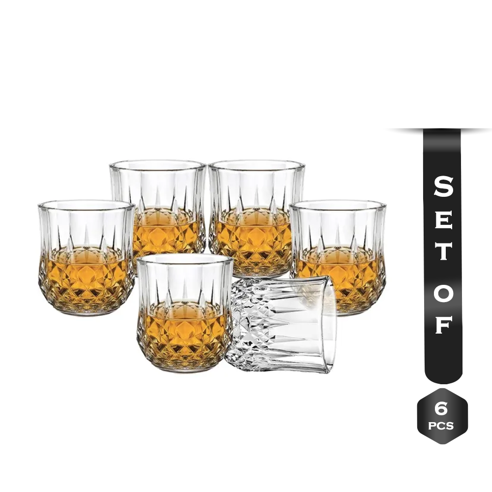 Set Of 6 Pcs Drinking Glass Set - Transparent - 220ml