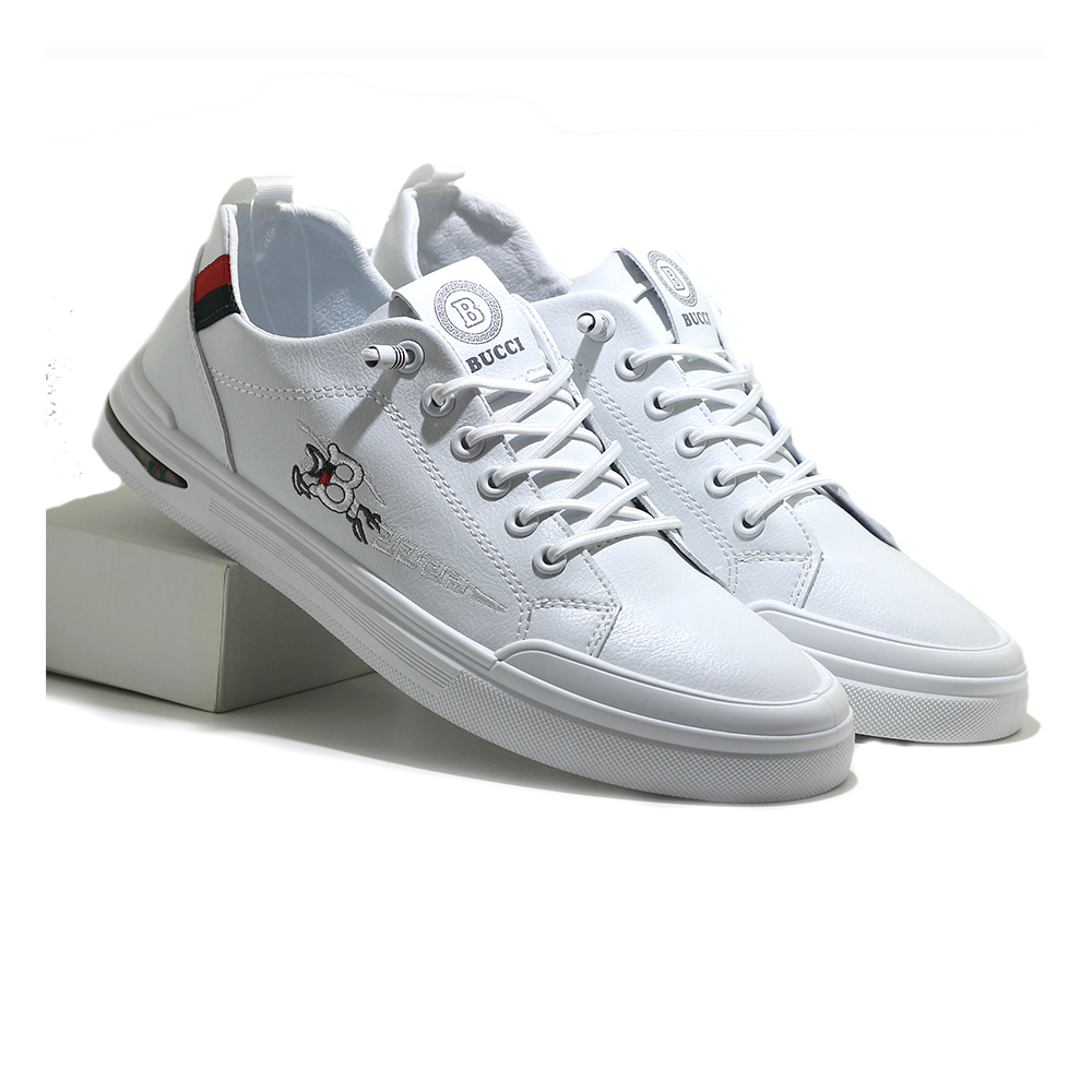 Pu Leather Sneaker Shoe For Men - White - MSK 320