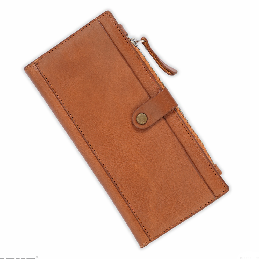 ZAYS Premium Handcrafted Leather Long Wallet for Unisex - ZLW107 - Khaki