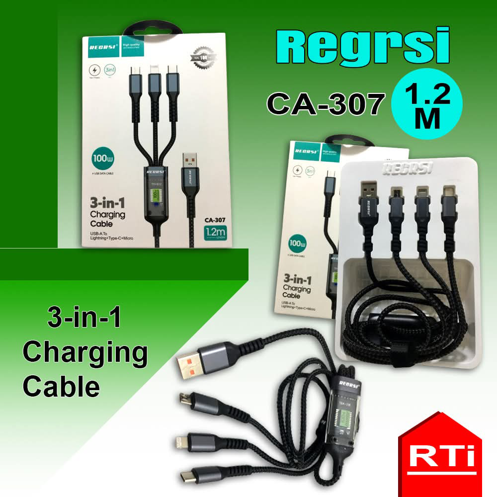3-in-1 Fast Charging Cable Intelligent Support - 100W
