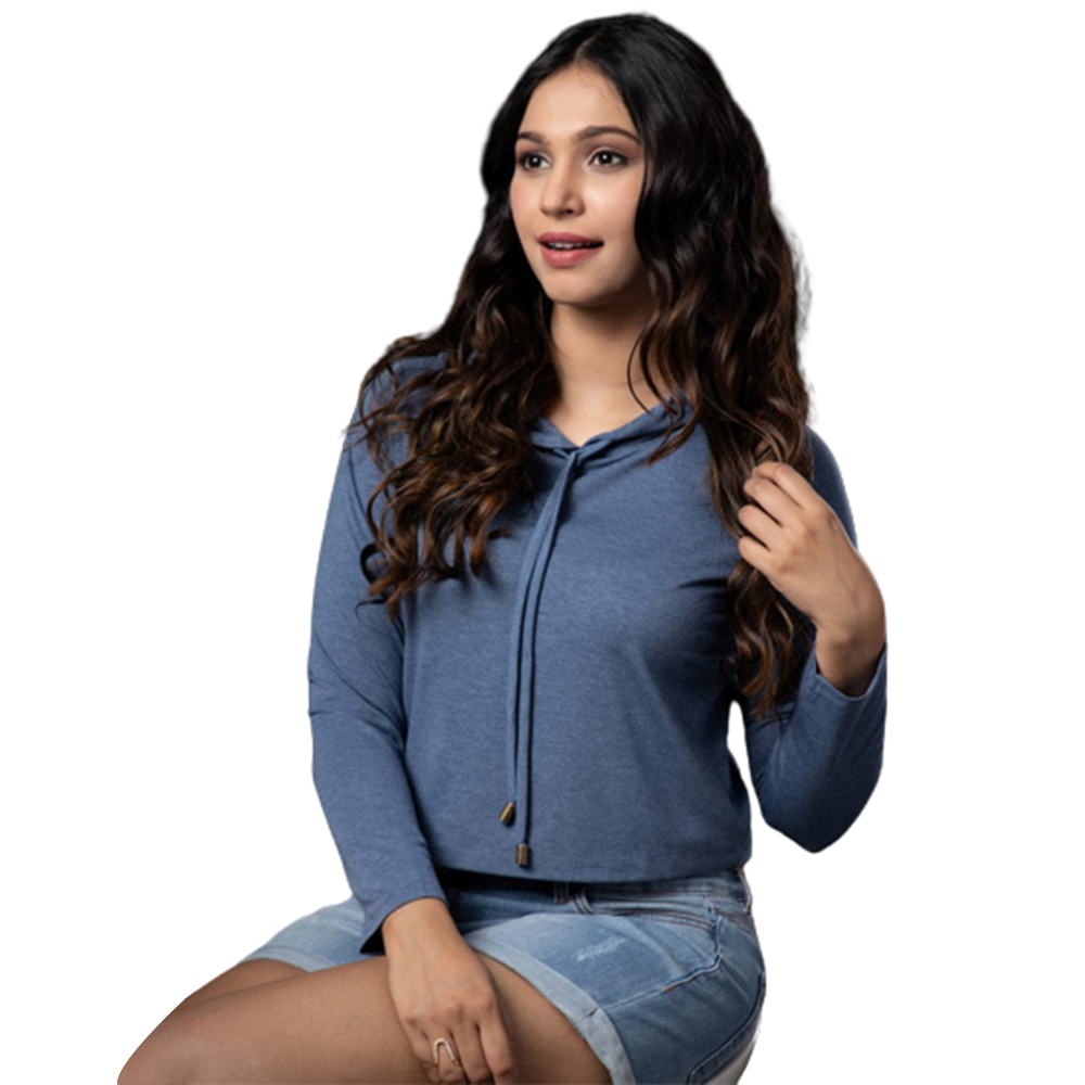 Cotton Winter Hoodie For Women - Blue - HL-82