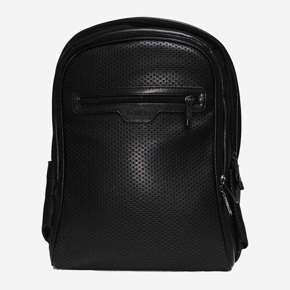 Artificial Leather Titanium Backpack - Black