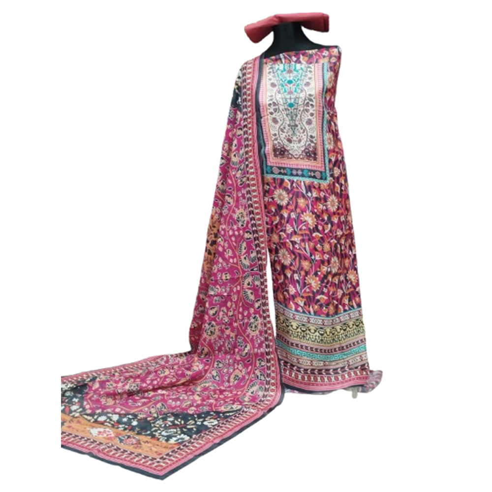 Unstitched Swiss Cotton Digital Printed Salwar Kameez For Women - Multicolor - 3A-T22