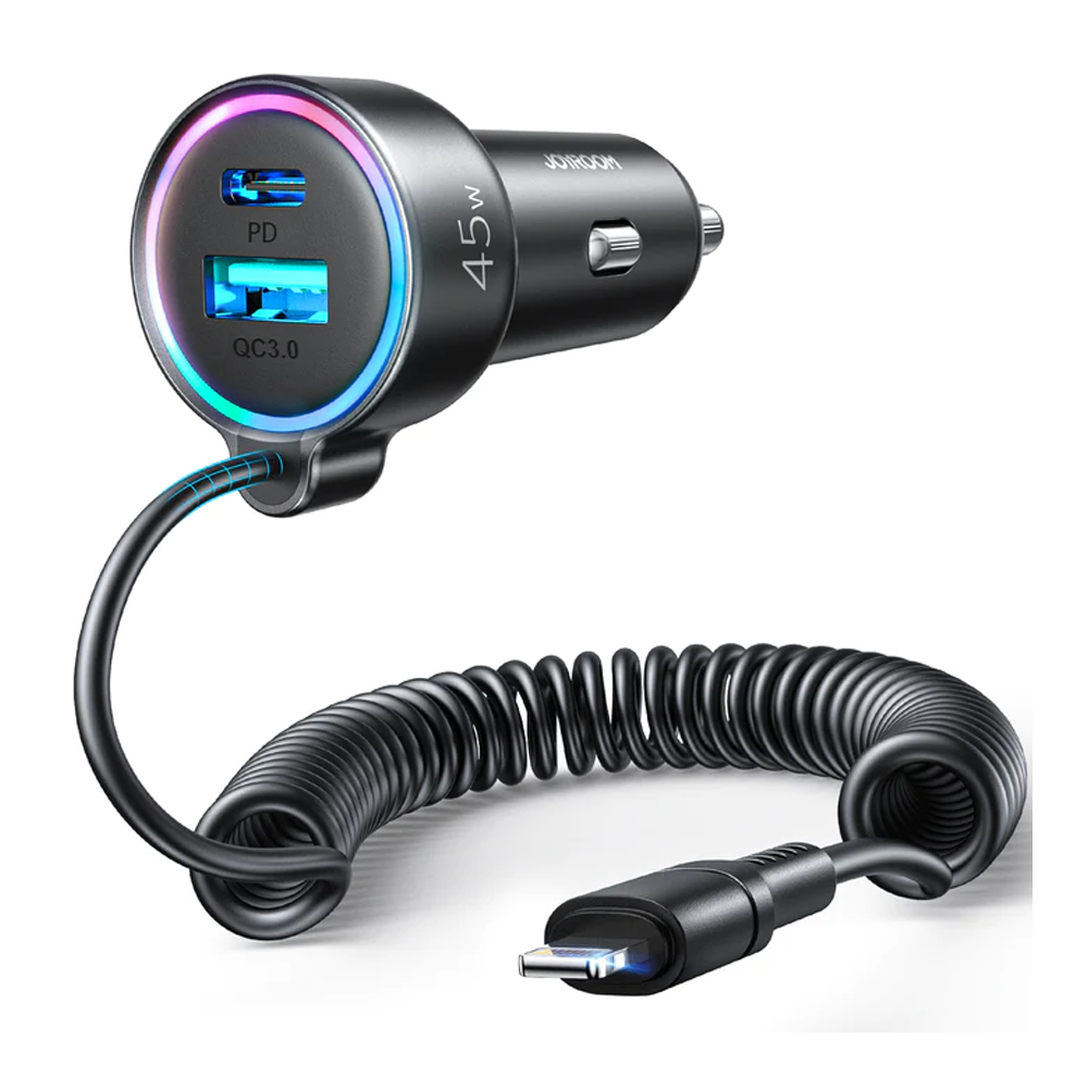 Joyroom JR-CL08 3-in-1 Wired Car Charger with Lightning Cable