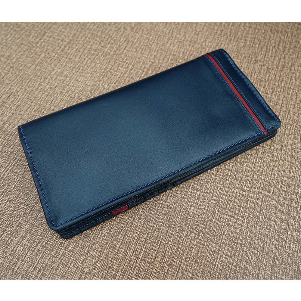 Rnw Leather Long Mobile and Coin Wallet For Men - Blue - RIM-LW-021-BLR