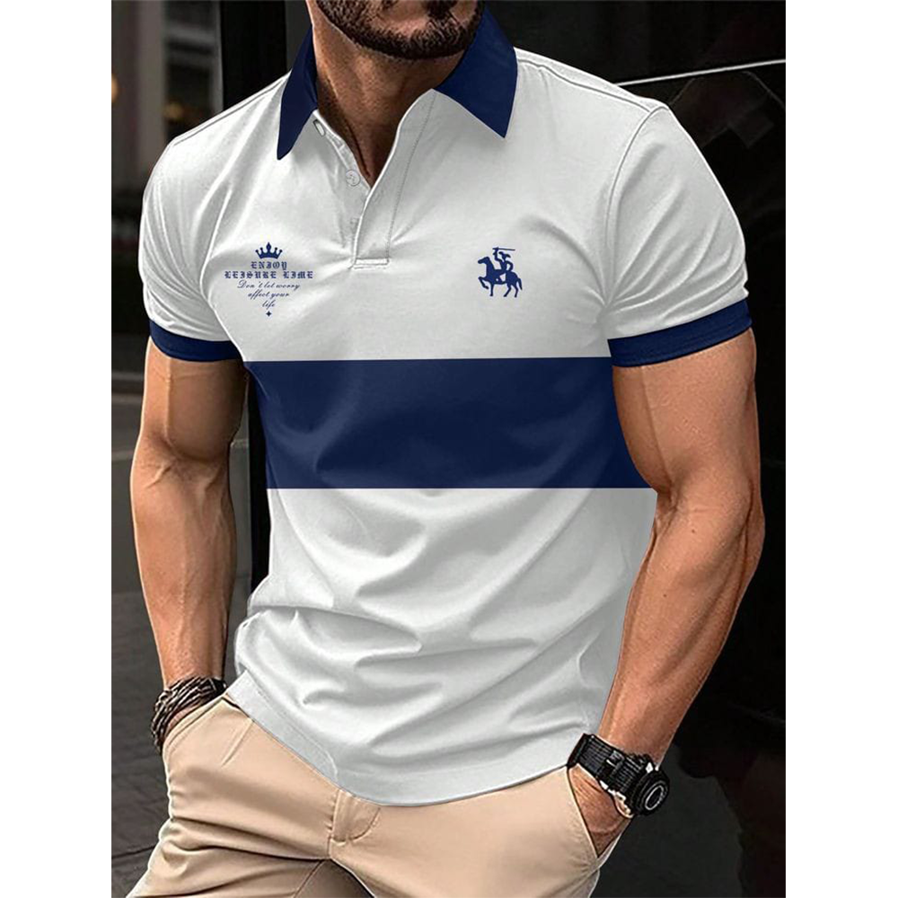 PK Cotton Polo Shirt For Men - White and Blue - PT-305