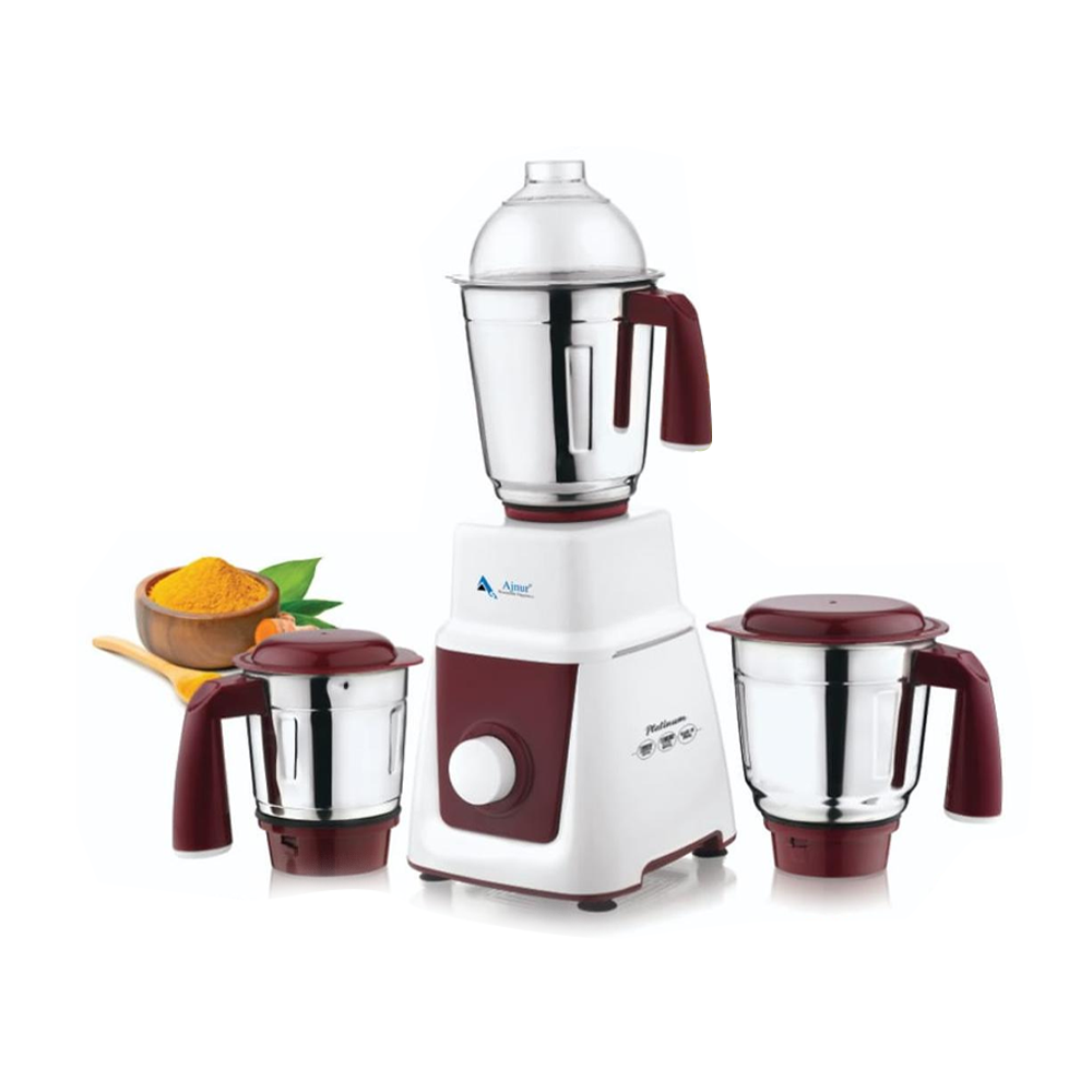 Ajnur Platinum Blender Plus & Mixer Grinder - 1000 watt - White & Maroon