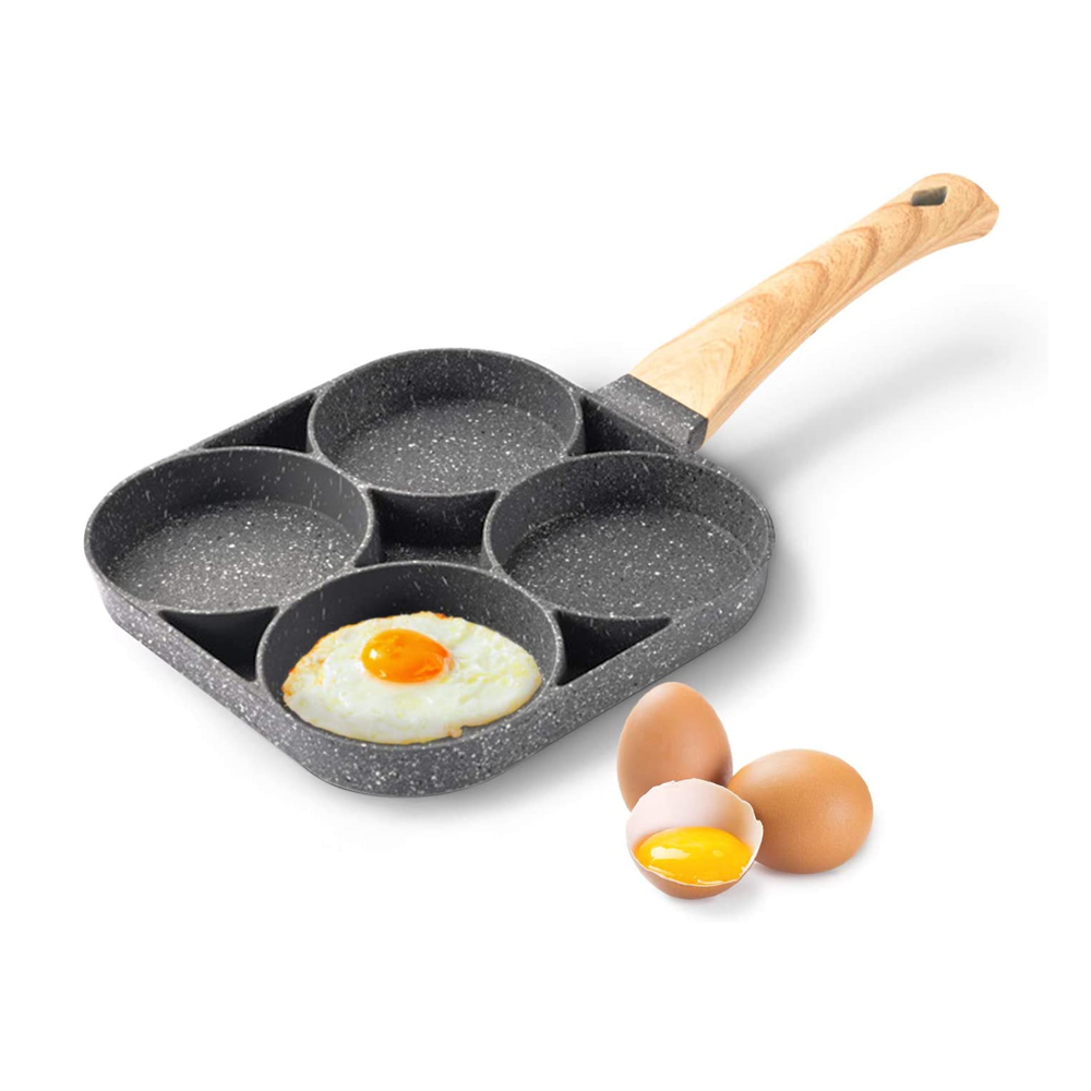 Aluminium Alloy 4-Cups Nonstick Egg Frying Pancake Pan - Black