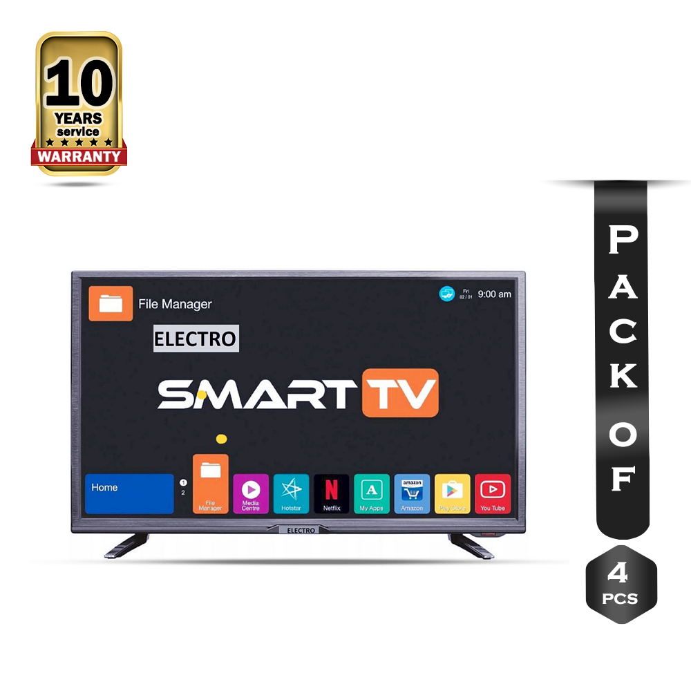 Pack of 4 Pcs Electro 32ES2 Ultra Slim Android Super Smart LED TV - 2 GB RAM - 16 GB ROM - 32 Inch - Black