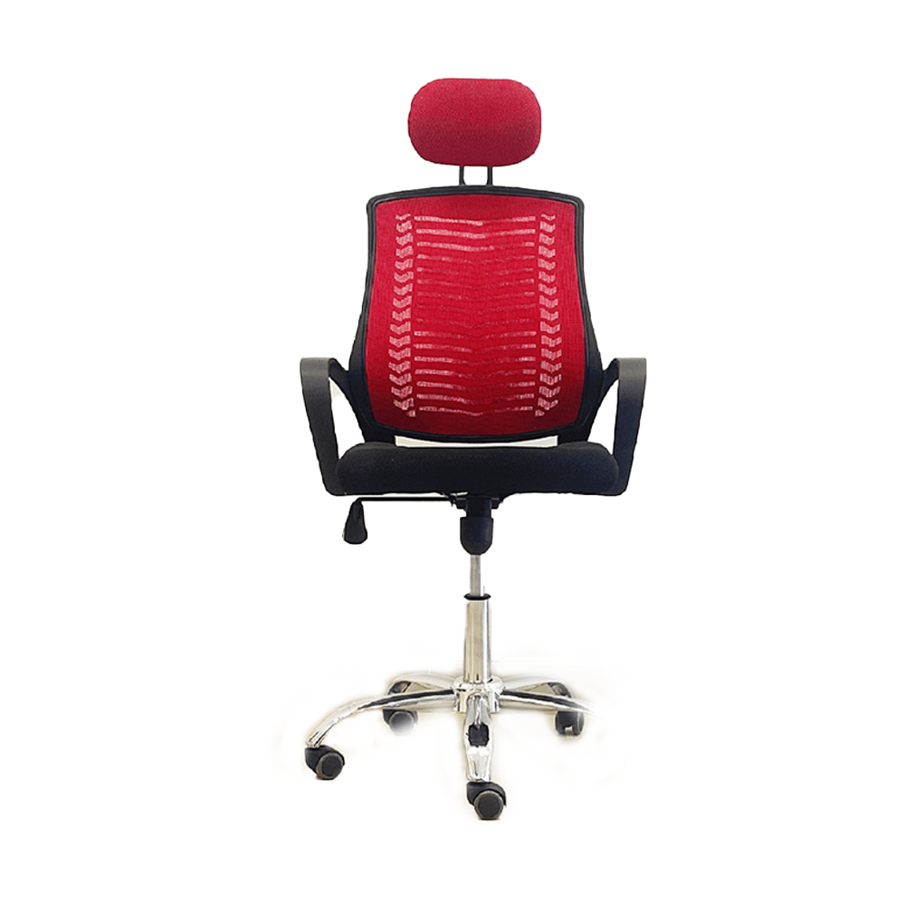 Fabric and Plastic Boss Chair - Red and Black