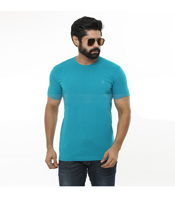 Cotton Short Sleeve T-Shirt for Men - Dark Blue 