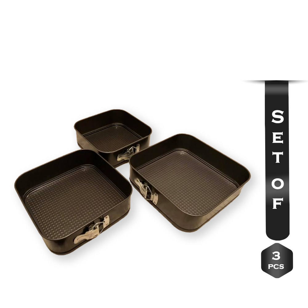 Set of 3Pcs Square Cake Mould Set - Dark Coffee