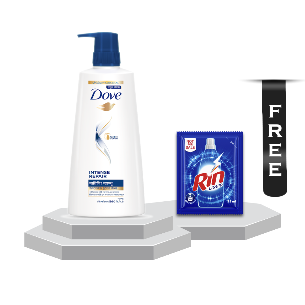 Dove Intense Repair Shampoo - 450ml With Rin Liquid - 35ml Free