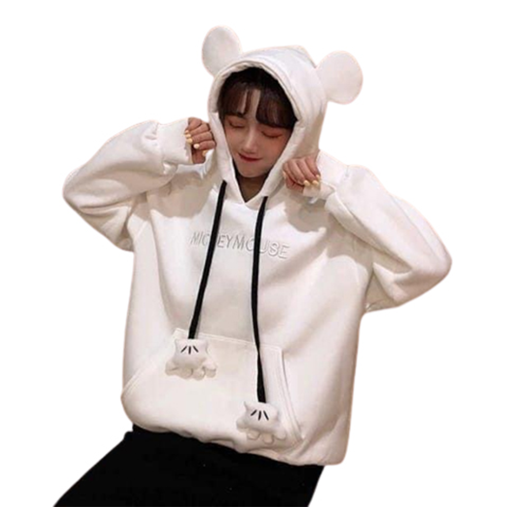 Cotton Winter Cat Hoodie For Women - Pink - HL-53