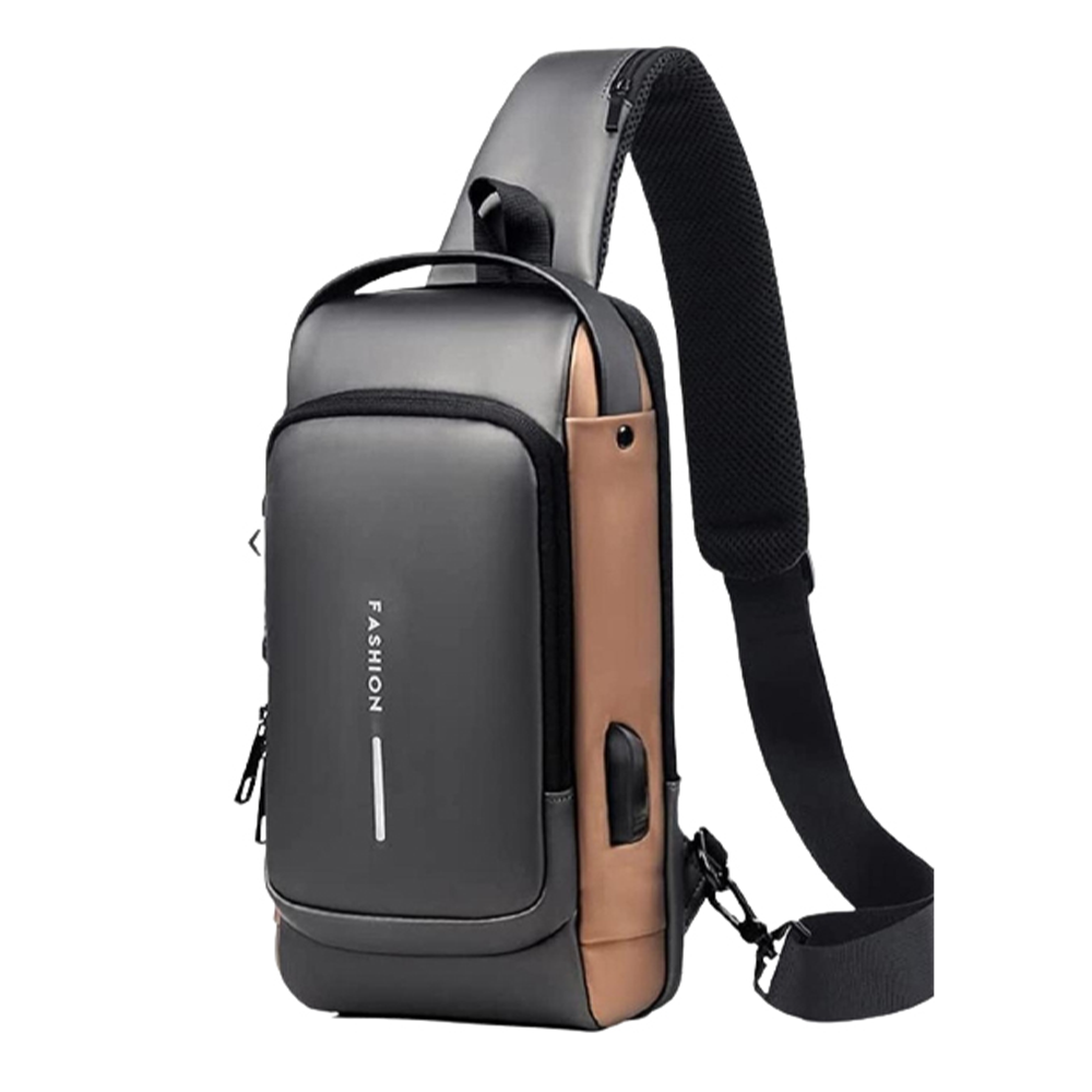 Oxford Polyester Anti-Theft USB Shoulder Crossbody Travel Bag - Black - BP-04