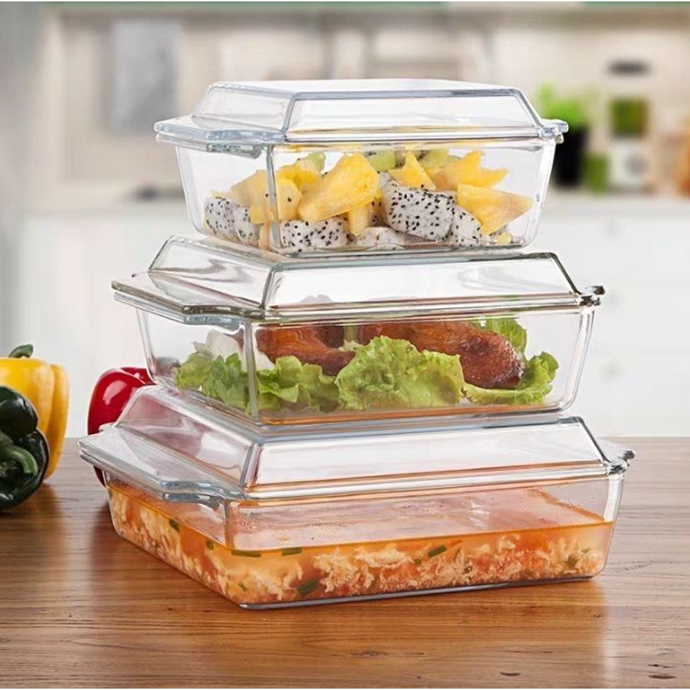 Set of 6Pcs Oven proof Glass Serving Dish - Transparent