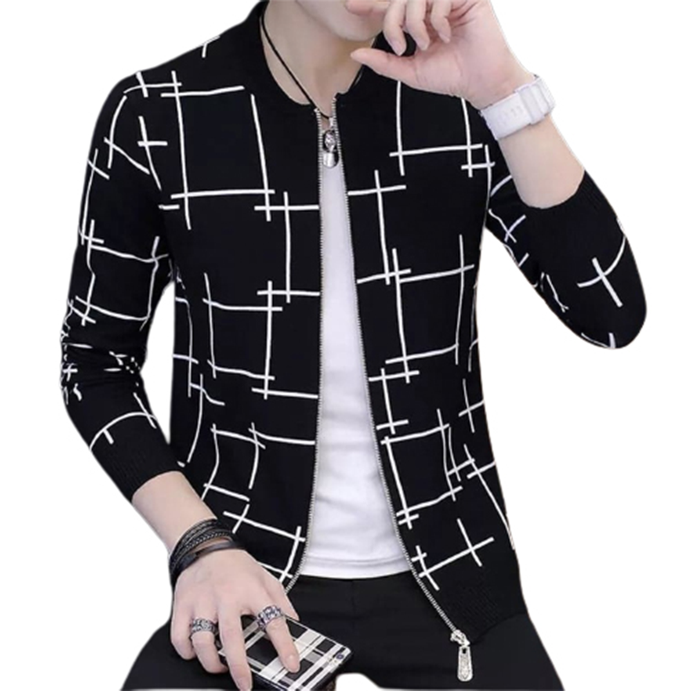 Cotton Hoodie For Men - Black and White - H-234