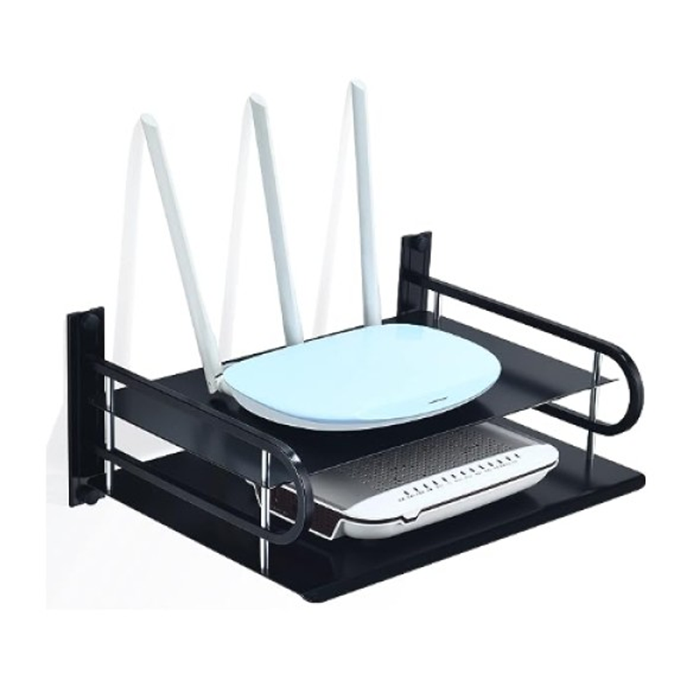 Metal Wireless Wifi Router Storage Box - Black 