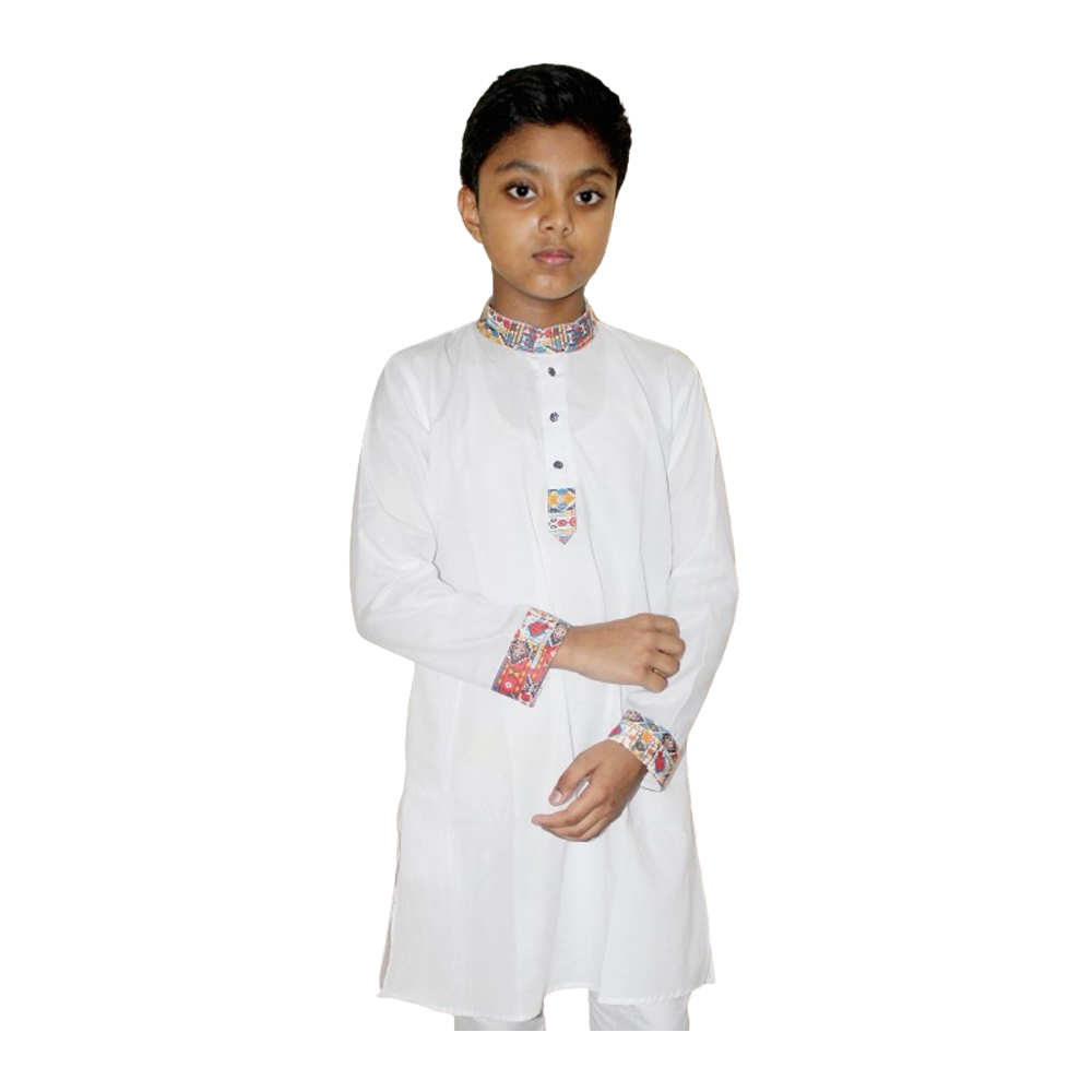 Cotton Panjabi For Kids - 0 to 12 Years Kids - White