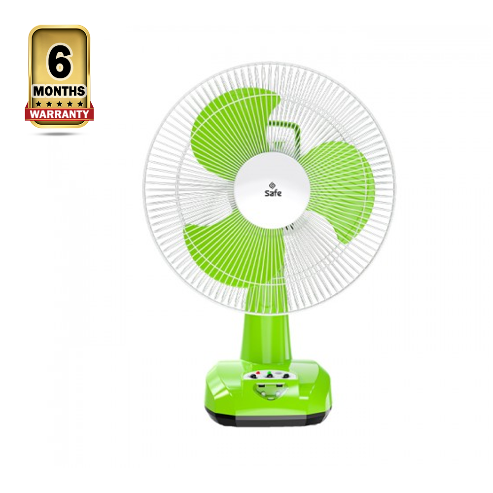 Safe SRTF12A Rechargeable Table Fan - 12 Inch - Green