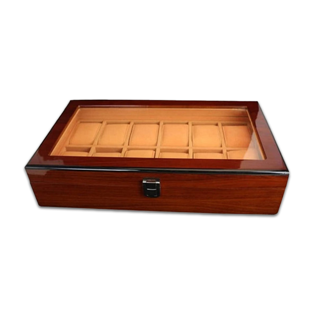 Wooden watch box cheap with glass top