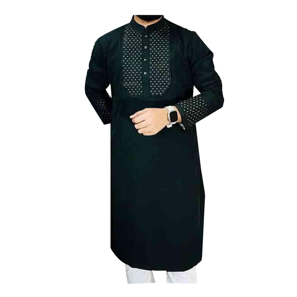 Sutton Slab Panjabi for Men - Black