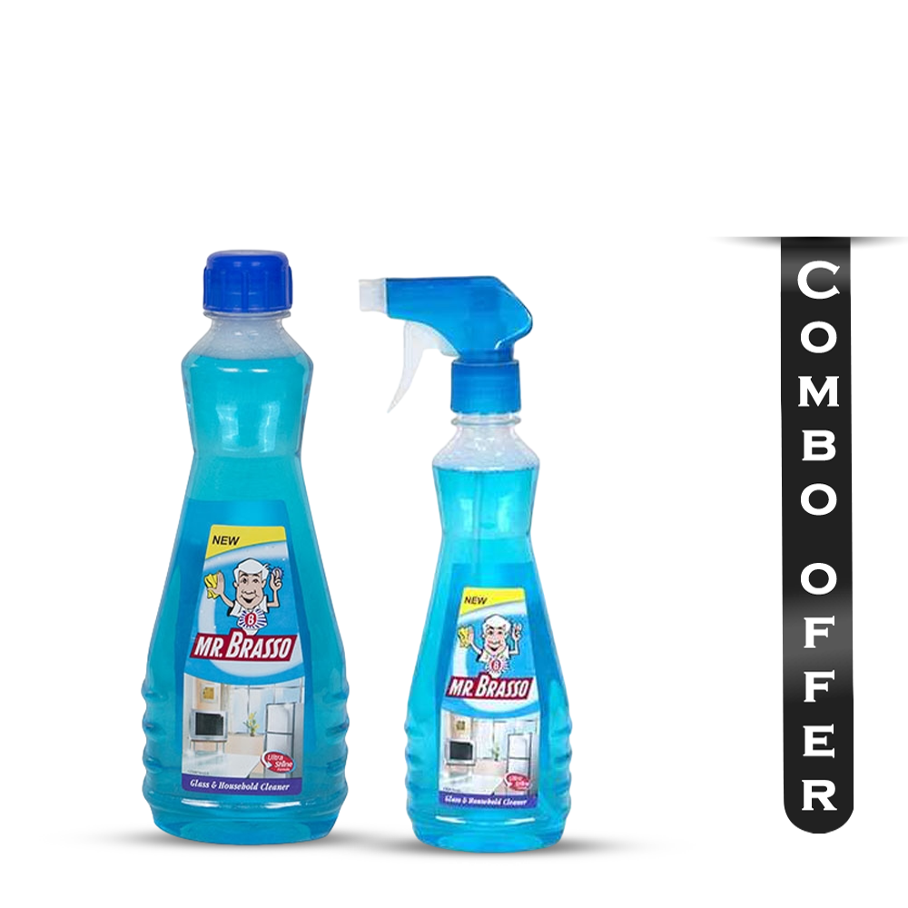 Combo of 2Pcs Mr Brasso Spray and Glass and Household Cleaner - 2x350ml