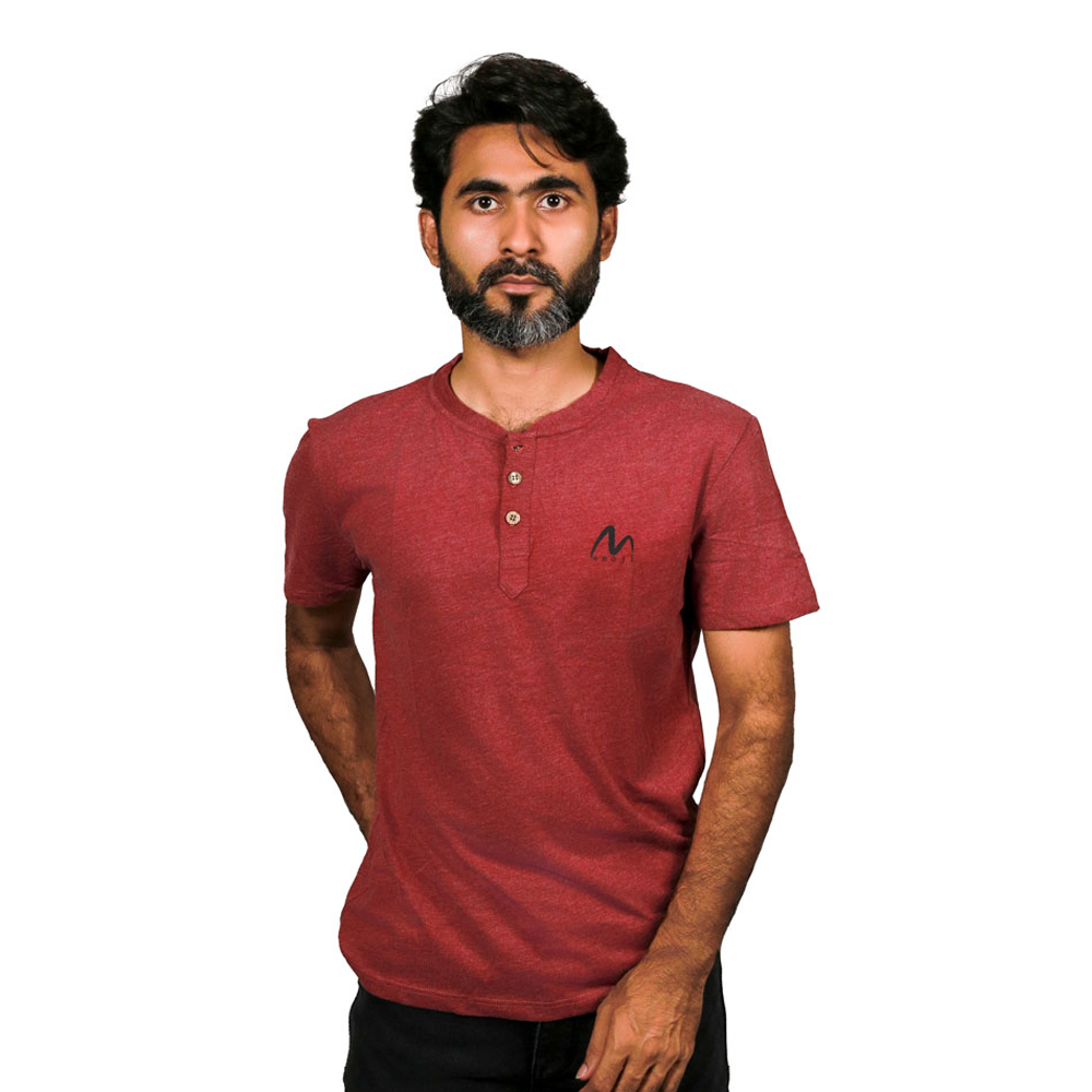 Cotton Half Sleeve T-Shirt For Men - Maroon