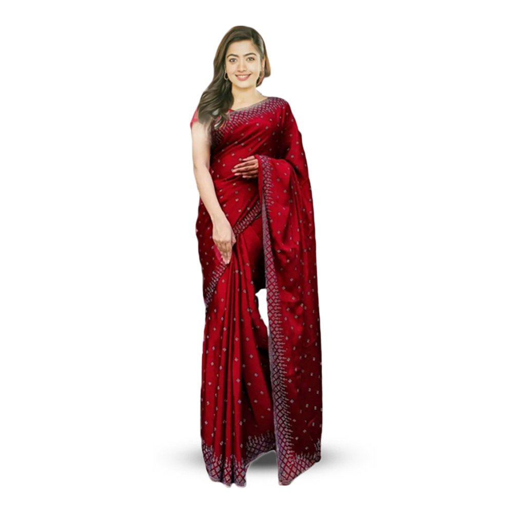 Soft Weightless Georgette Saree With Blouse Pieces for Women - Maroon - SJ-14 