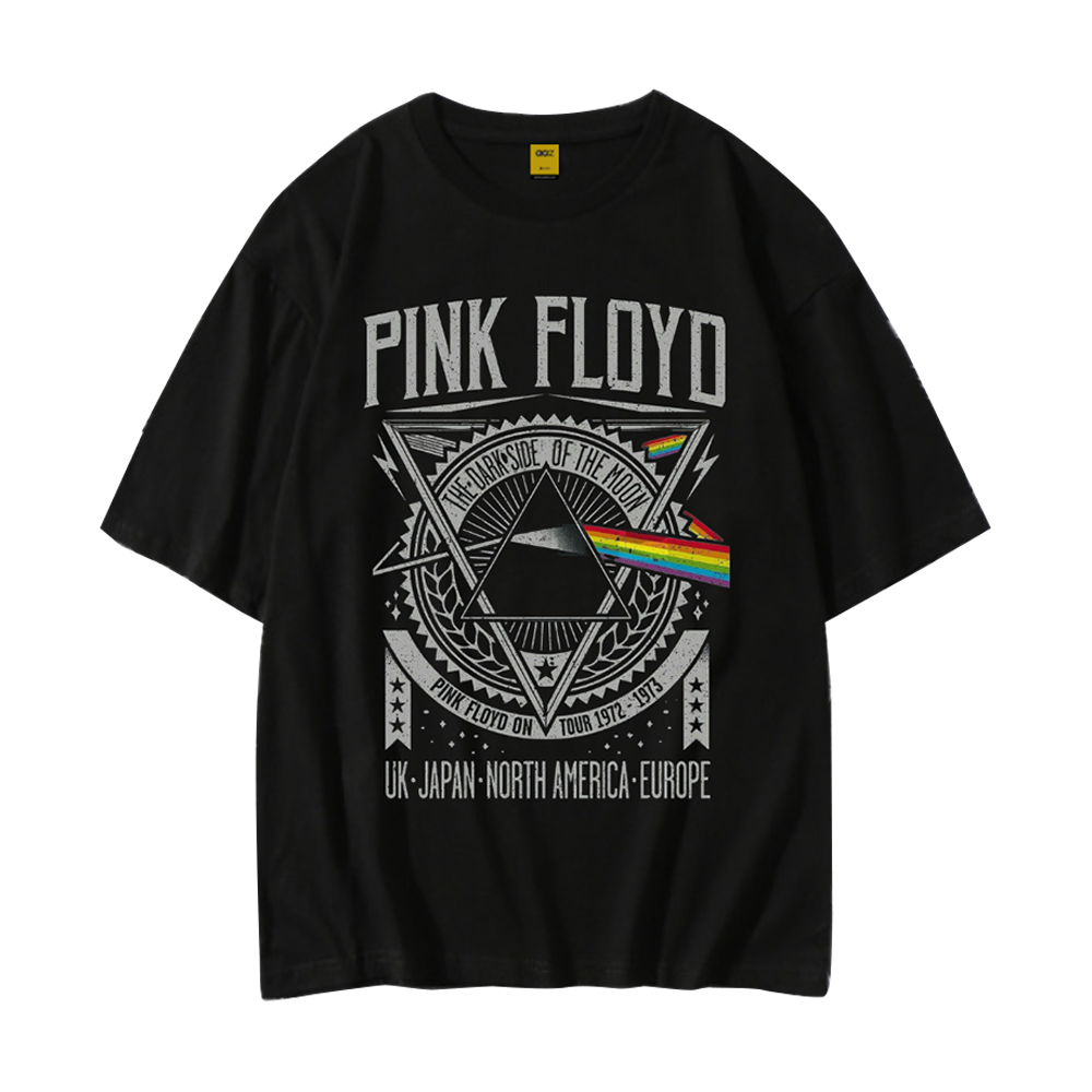 Cotton Drop Shoulder T-Shirt For Men - Pink Flyod