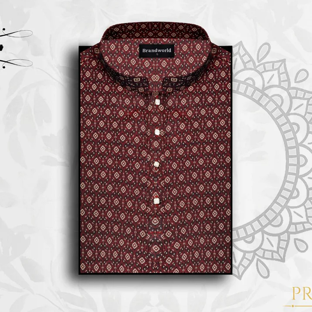 Premium Jacquard Panjabi For Men - Maroon