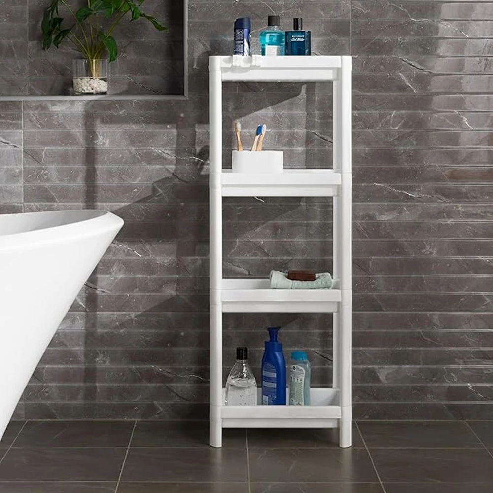 4 Tiers Rectangular Storage Rack - White
