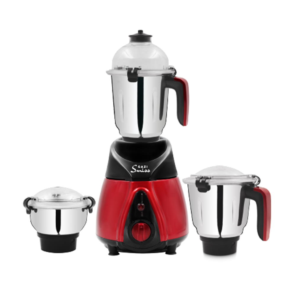 Gazi Seltos Smiss 3 In 1 Mixer Grinder - 850W - Red and Black 